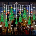 Stickers de Noël pour vitrines avec sapins et ornements colorés pour décor festif - Style Sapin de Noël et Boîte Cadeau (XH6255)