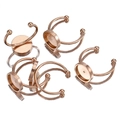 Five rose gold stainless steel open ring bases with flat trays for DIY jewelry making - Inner 4mm / Rose Gold