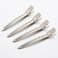 Set of four 9cm silver metal duckbill hair clips with 8-hole professional design - 9mmx9cm / Silver