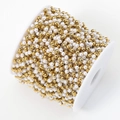DIY bead chain roll with white faux pearls and gold stainless steel beads on spool - 1 Meter/Pack / Gold