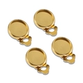 Lote de 4 bases redondas para pendientes de clip en acero inoxidable dorado para bisutería - Diámetro Interior 8 / Dorado