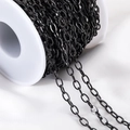 DIY black stainless steel O-link chain roll for handmade jewelry making accessories - Oval Cross Chain 4x7mm