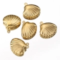 Lot de cinq pendentifs coquillages en acier inoxydable doré 18k pour bijoux DIY - 19*18mm / Acier