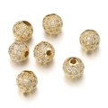 Golden micro-paved cubic zirconia round spacer beads for DIY jewelry making - 6mm / Gold Tone White Rhinestone (Style B)