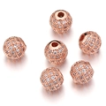 Cuentas esféricas de oro rosa con circonitas para creación de joyas DIY - Oro Rosa Diamante de Imitación Blanco (Estilo E)