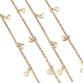 Catena in rame dorato con cuori per creazione di gioielli fai da te e collane chic - 1 Metro/Confezione / Oro KC - Cuore Svuotato