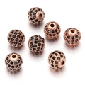 Cuentas redondas de 6/8/10mm en oro rosa con pavé de circón negro para pulseras DIY - Oro Rosa Diamante de Imitación Negro (Estilo F)