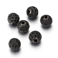 Cuentas redondas de 6mm a 10mm en negro metalizado con micro-pave de circonia para DIY - Estrás Negro Gunmetal (Estilo H)