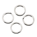 Lot de quatre anneaux porte-clés plats en argent poli en acier inoxydable durable - 1.7*28mm