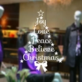 Sticker de fenêtre sapin de Noël blanc avec texte Joy Love Peace pour décor de fête - 43*38CM Blanc
