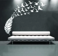 Vinilo decorativo de pluma blanca y pájaros para decoración de salón moderno - 58*100CM / Blanco