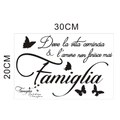 Detailsicht des Wandaufklebers mit Familienspruch und eleganten Schmetterling-Silhouetten - Schwarz S-20*30CM