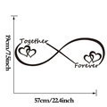 Sticker mural Together Forever avec symbole infini et cœurs, 57x19cm décoration noire - 57*19CM