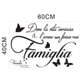 Detail der Wandtattoo Famiglia mit Schmetterlingen und Text auf weißem Hintergrund - Schwarz L-40*60CM
