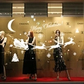 White Christmas window decals featuring Santa, reindeer, and snowflakes for glass decoration - 58x17CM / White