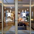 Pegatinas navideñas para ventanas con renos y copos de nieve para decoración del hogar - 59*74CM / Blanco