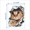 Pegatina de pared 3D gato naranja rompiendo la pared, decoración hogar 21x29cm - Estilo Gato Naranja Asomado (14109) 21x29cm