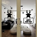 Pegatinas modernas de renos y copos de nieve para puertas de cristal en Navidad - 59*74CM / Negro