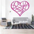 Adesivo murale a cuore geometrico moderno rosa acceso per decorazione creativa del soggiorno - Rosa Rossa