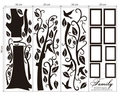 Makro-Layout der Stammbaum-Wandtattoo-Teile mit Vogel-Aufklebern und Fotorahmen - 30x90cm