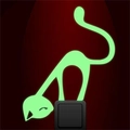 Luminous stretching cat switch wall sticker glowing in dark green for home decor - Stretching Cat