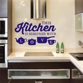 Detail of self-adhesive kitchen wall sticker with This Kitchen is Seasoned with Love text - 52*30CM / Purple