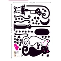 Wandtattoo mit schwarzen und weißen Katzen Straßenlaterne Mond Sterne und Liebesherz Design - 50*70CM