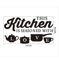 Self-adhesive kitchen wall sticker with 'Seasoned with Love' text and utensil silhouettes - 52*30CM / Black