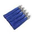 Five pieces set of dark blue silk tassels with vintage silver caps for DIY jewelry - Sapphire Blue