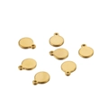Set of seven golden circular stainless steel pendants with matte finish for DIY jewelry - 10mm / Gold