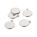 Polished silver stainless steel circular charm pendants with top hole for DIY jewelry - 10mm / Steel
