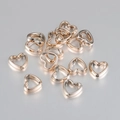 DIY rose gold heart-shaped CCB spacer beads with double holes for jewelry making - 12x11mm / Rose Gold