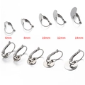 Stainless steel leverback earring findings with round flat pads in 6mm to 14mm sizes - 6 mm / Steel
