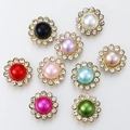 Golden sunflower rhinestone pearl decorative buttons for DIY jewelry making accessories - 12mm (50 Pcs/Pack) / Mixed