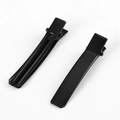 Pair of matte black metal alligator hair clips with non-slip teeth for styling - 5cm / Black