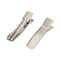 Set of two silver brushed metal duckbill hair clips with a strong alligator grip - 5cm / Steel