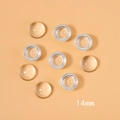 Detail view of 14mm round transparent and amber glass cabochons for DIY jewelry making - 14mm