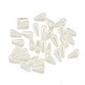 Bulk pearlescent white teardrop loose pearls for DIY headbands and jewelry making - 100pcs Pack / Pearl White