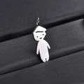 Polished stainless steel boy-shaped pendant with minimalist smile face for DIY necklaces - Boy Pendant (Steel Color)
