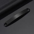 Close-up of black matte stainless steel curved plate with dual holes for bracelets - Black Curved Plate