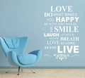 Adesivo murale bianco con scritte Love e House Rules per decorazione casa moderna - Bianco / Bianco