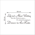 Inspirational Life Is Not About Waiting wall decal in black art font, size 58cm by 25cm - 57*25cm
