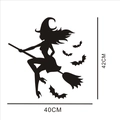 Αυτοκόλλητο τοίχου μάγισσα Halloween με νυχτερίδες, μαύρο διακοσμητικό 40x42cm - 40*42cm