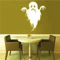 Vista detallada de un adhesivo de pared fantasma blanco sobre fondo neutro para Halloween - Grande / Blanco