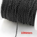 10 meters of black stainless steel cross chain on a white spool for DIY jewelry making - 1.2mm / Gun Black