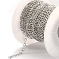 Polished stainless steel cable chain on a white spool for DIY jewelry making - 2x3mm (2m) / Steel