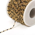 Gold-plated stainless steel ball chain with black enamel beads on a white spool - Gold Black