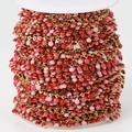 Golden chain with red and pink enamel sun charms on white spool for DIY jewelry - Ball Chain / 1 Meter/Pack / Red Gold