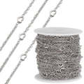 Polished silver heart link chain made of 304 stainless steel for DIY jewelry making - 5mm Heart Steel Color
