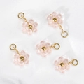Handgefertigte rosa Kristall-Gänseblümchen-Anhänger mit Goldperle und Öse - 10er Pack / Rosa